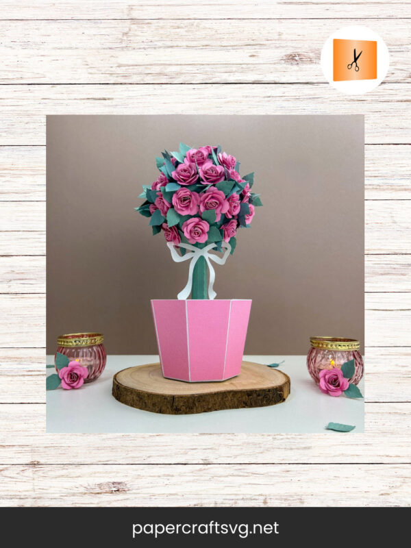 3D Rose Tree SVG File for Cutting Machines, Mother’s Day gift