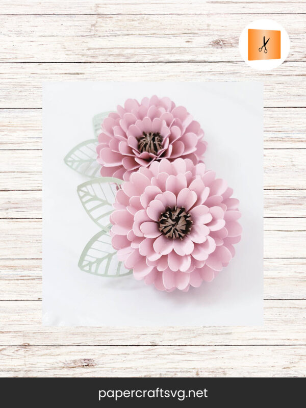 3D Zinnia Flower Template, SVG Paper Cut File