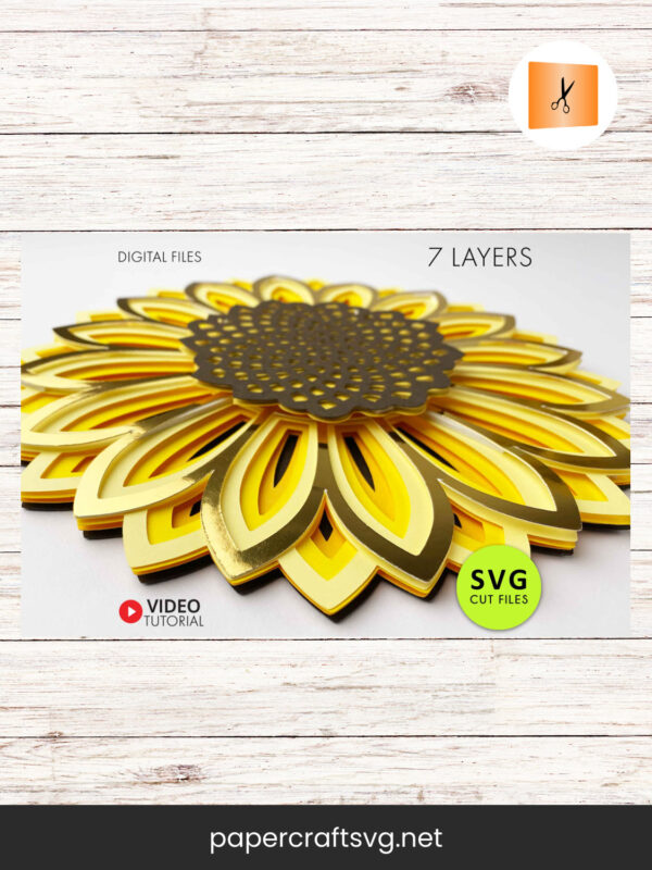 Sunflower SVG, Shadow Box SVG, Mandala SVG, Glowforge SVG