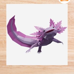 3D Axolotl Paper Sculpture, Printable DIY Papercraft PDF