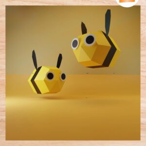 Bee 3D Papercraft Template, DIY Low Poly Bee Origami Model
