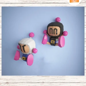 Bomberman 3D Papercraft Wall Decor, DIY Low Poly Retro Game Model