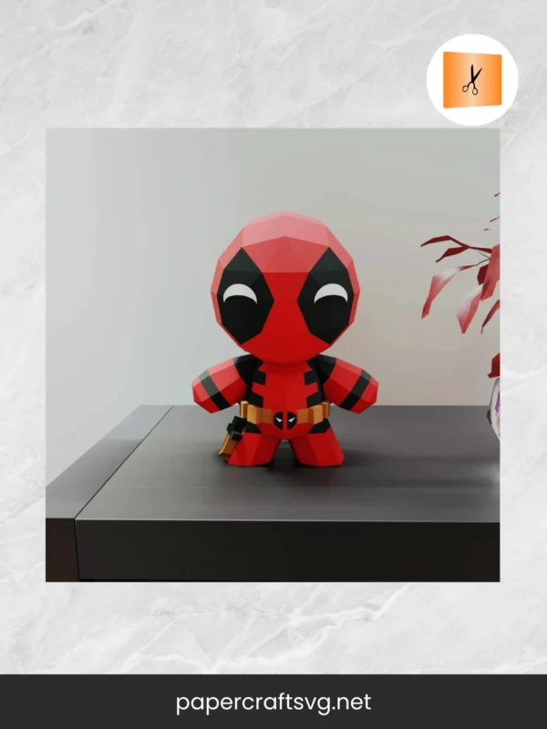 Deadpool 3D Papercraft Template, DIY Low Poly Origami Model