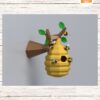 Papercraft Bee and Hive on Branch, Low Poly DIY Template