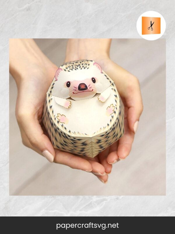 Papercraft Hedgehog Template, DIY 3D Hedgehog Model, Cute Printable Paper Animal