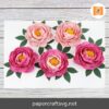 Peony Flowers Paper Template, SVG File For Cricut
