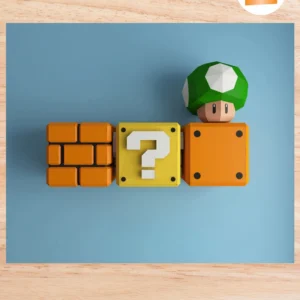 Retro Game Blocks Papercraft, DIY 3D Low Poly Mario PDF SVG DXF Templates