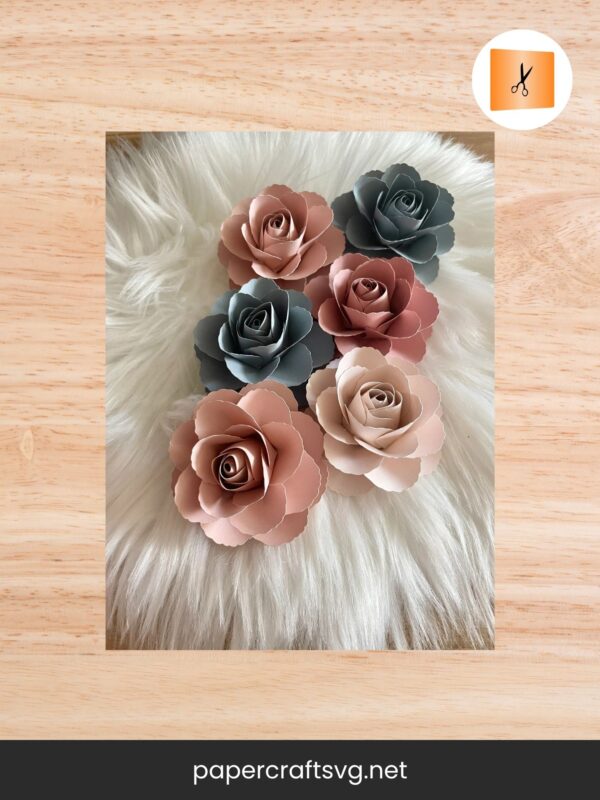 SVG Paper Rose Flower Template #50, DIY Rose Template