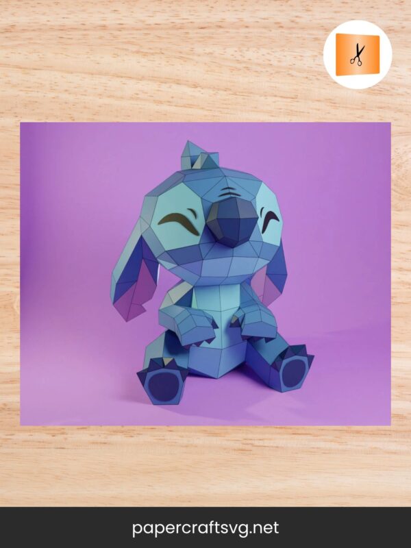 Stitch 3D Papercraft Template, Low Poly DIY Lilo & Stitch Decor