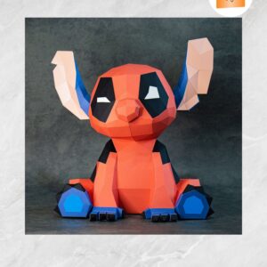 Stitch Deadpool 3D Papercraft Template, Low Poly Paper Model PDF