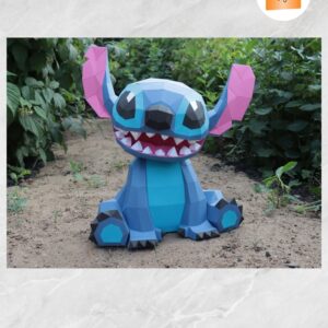 Stitch Papercraft Template, DIY 3D Low Poly Origami Model PDF