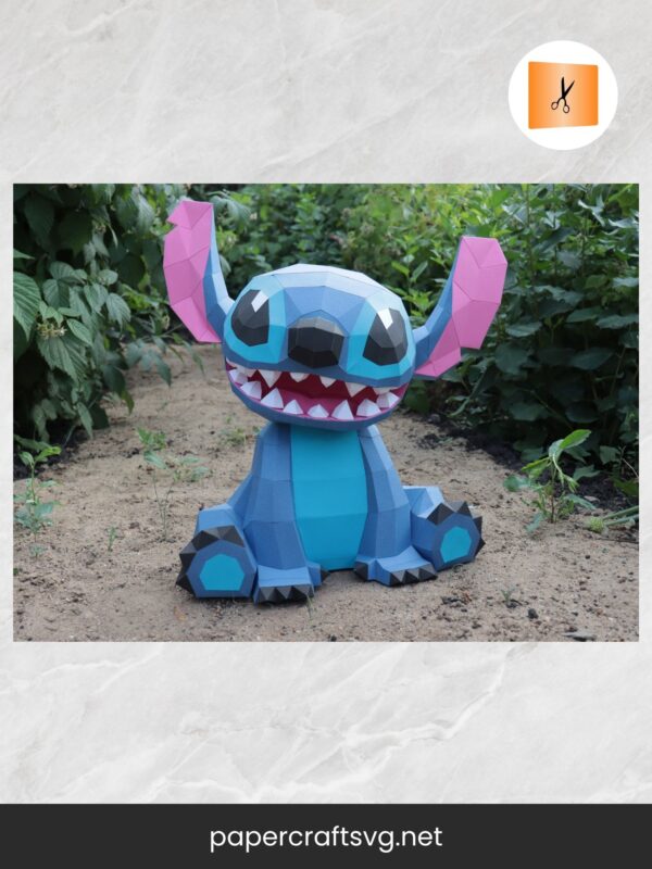 Stitch Papercraft Template, DIY 3D Low Poly Origami Model PDF