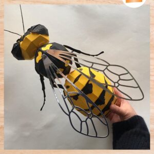 WASP Papercraft Template, 3D Low Poly Insect DIY Kit