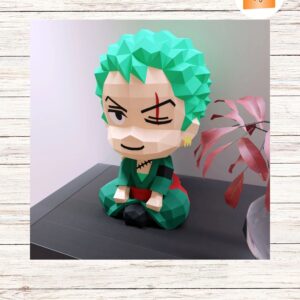 Zoro 3D Papercraft Template, One Piece Origami Model