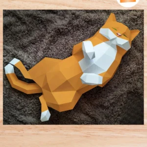 3D Papercraft Cat Template, Low Poly Cute Cat SVG, DIY Paper Cat Model, Printable 3D Cat SVG Cut File