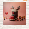 Reindeer Christmas Boot Papercraft, DIY 3D Low Poly Santa Boot & Candy Box