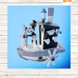 Steamboat Mickey 3D Papercraft Template, Low Poly DIY PDF, SVG, DXF Model for Cricut & Hand Cut